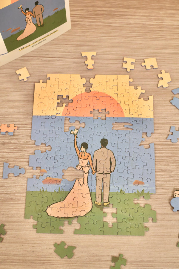 PERMA 130 PCS DESKTOP DECOR PUZZLE YES! WE MARRIED!