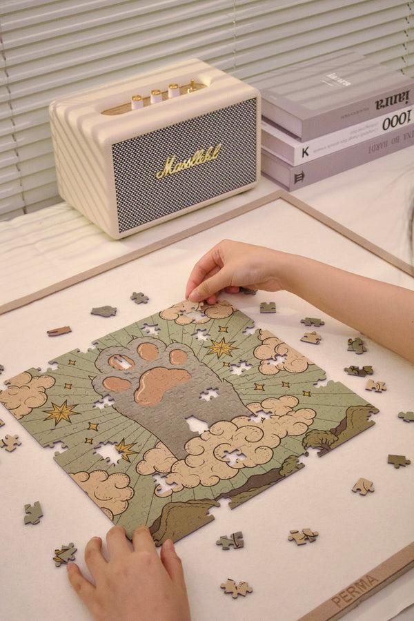 PERMA 321 PCS Decor Puzzle Mystic Meow Whispers I The Future Is In Your Paws Velvety Flocking Finish