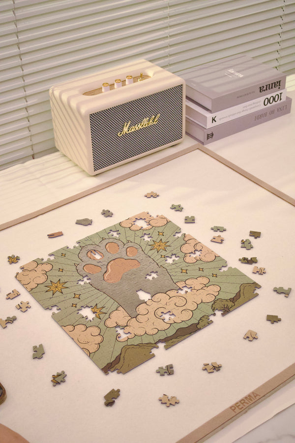 PERMA 321 PCS Decor Puzzle Mystic Meow Whispers I The Future Is In Your Paws Velvety Flocking Finish