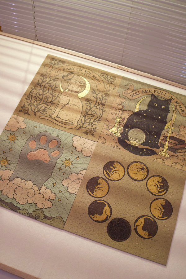 PERMA 321 PCS Decor Puzzle Mystic Meow Whispers I The Future Is In Your Paws Velvety Flocking Finish