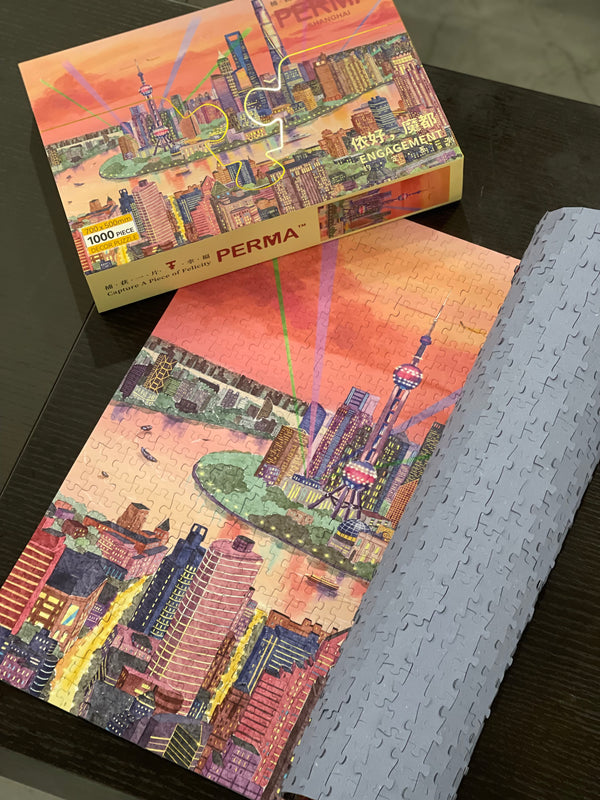 1000PCS | HELLO! THE MAGIC CITY SHANGHAI | VELVET TOUCH DECOR PUZZLE