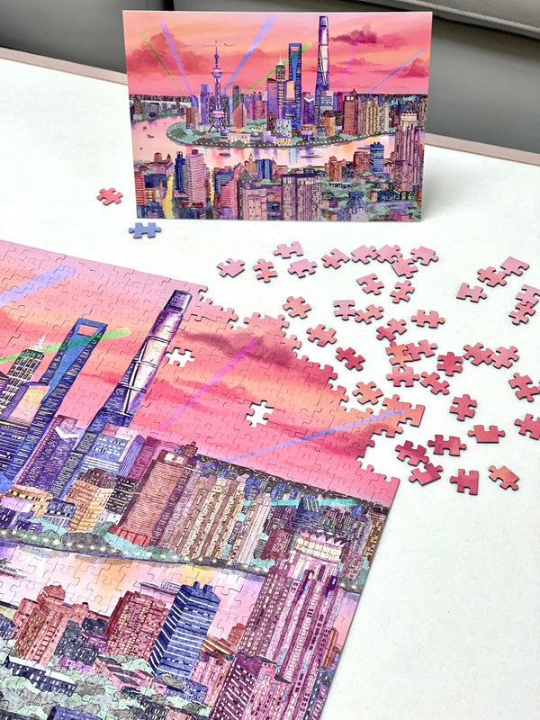 1000PCS | HELLO! THE MAGIC CITY SHANGHAI | VELVET TOUCH DECOR PUZZLE