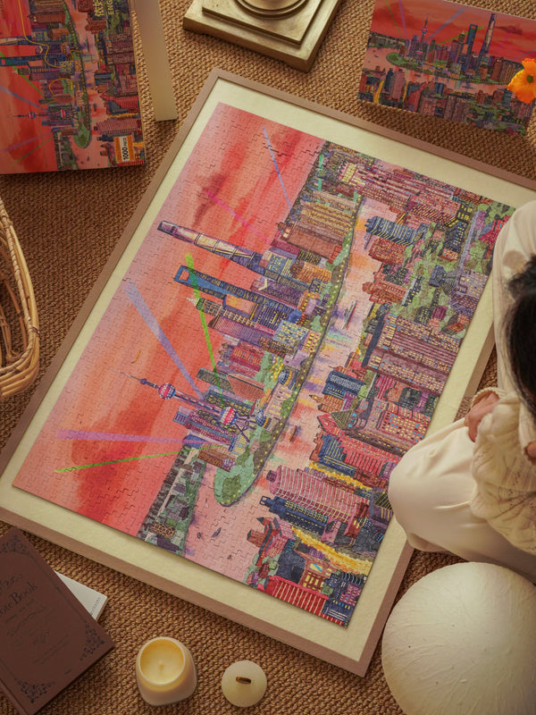 1000PCS | HELLO! THE MAGIC CITY SHANGHAI | VELVET TOUCH DECOR PUZZLE