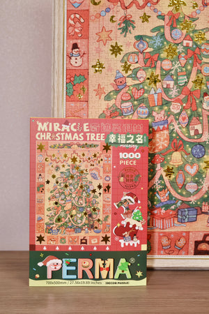 1000PCS | MIRACLE CHRISTMAS TREE | GOLD FOIL DECOR PUZZLE
