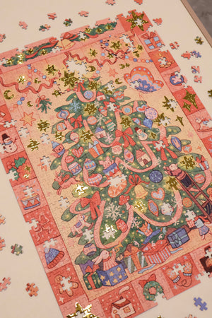 1000PCS | MIRACLE CHRISTMAS TREE | GOLD FOIL DECOR PUZZLE