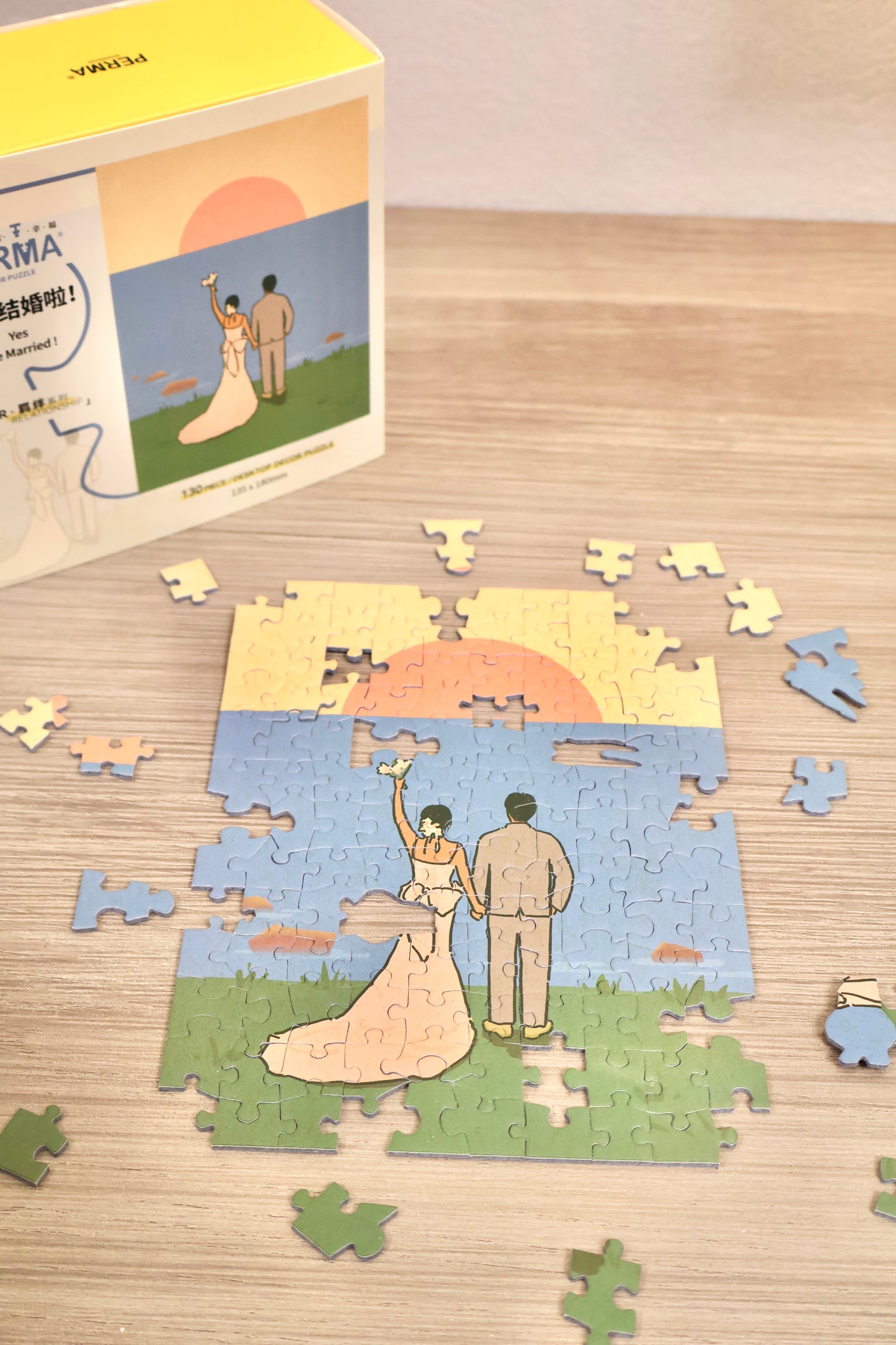 PERMA 130 PCS DESKTOP DECOR PUZZLE YES! WE MARRIED!(WITH FRAME)