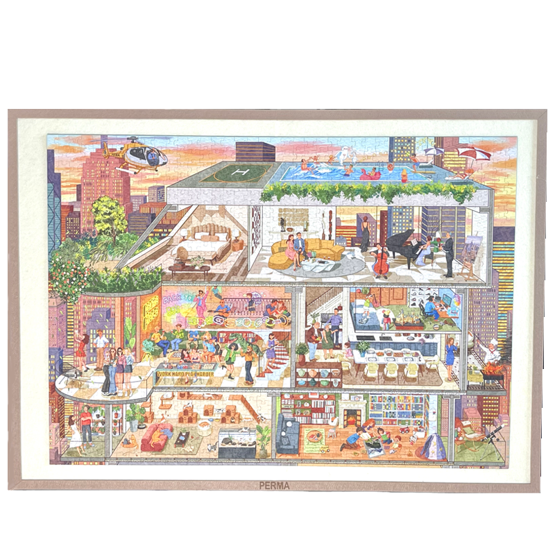 (1000P 500P ACCOMMODATED) PERMA FOLDING PUZZLE MAT WITH FRAME DESIGN